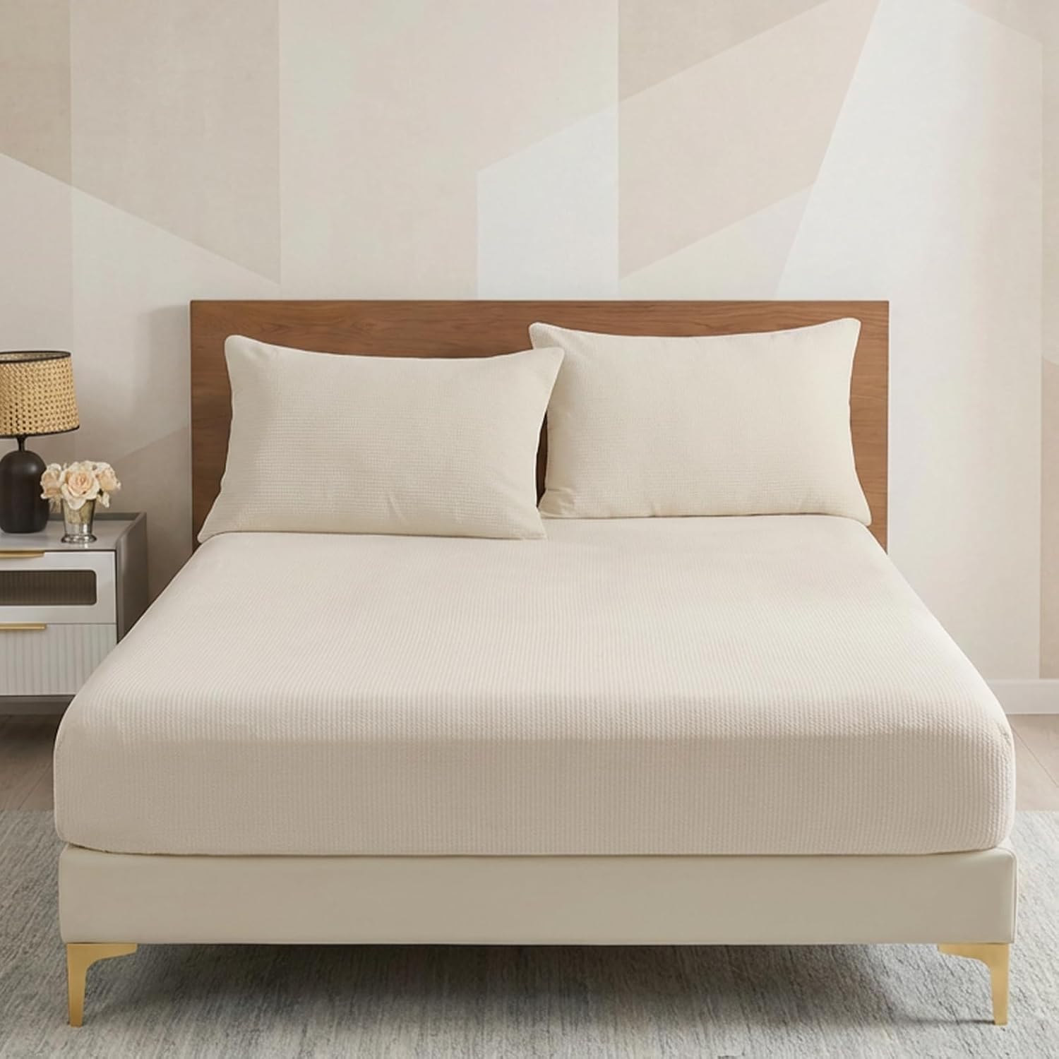 100% Cotton Waffle Dabi Fitted Sheet