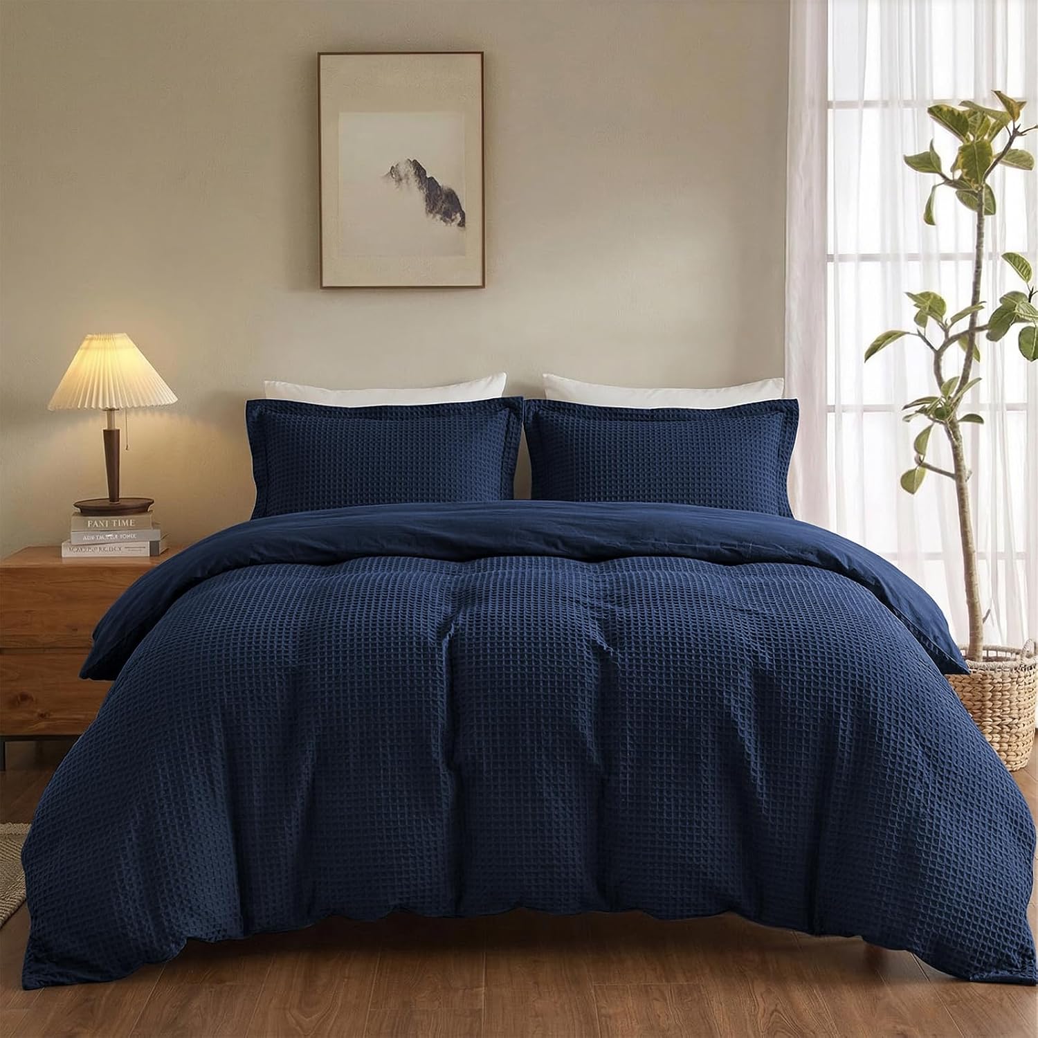 Soft Waffle Weave Cotton Duvet Cover Set
