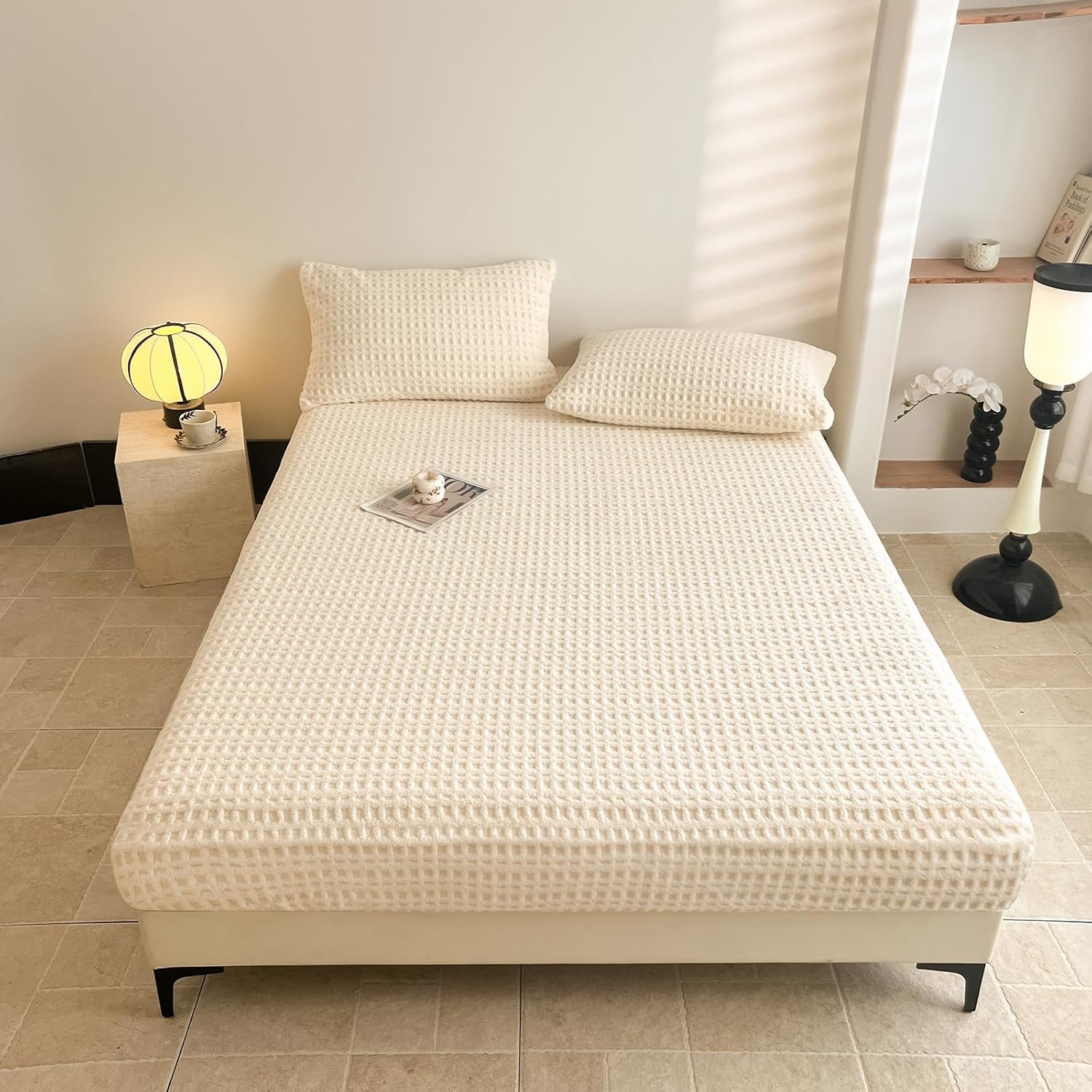 100% Cotton Waffle Dabi Fitted Sheet