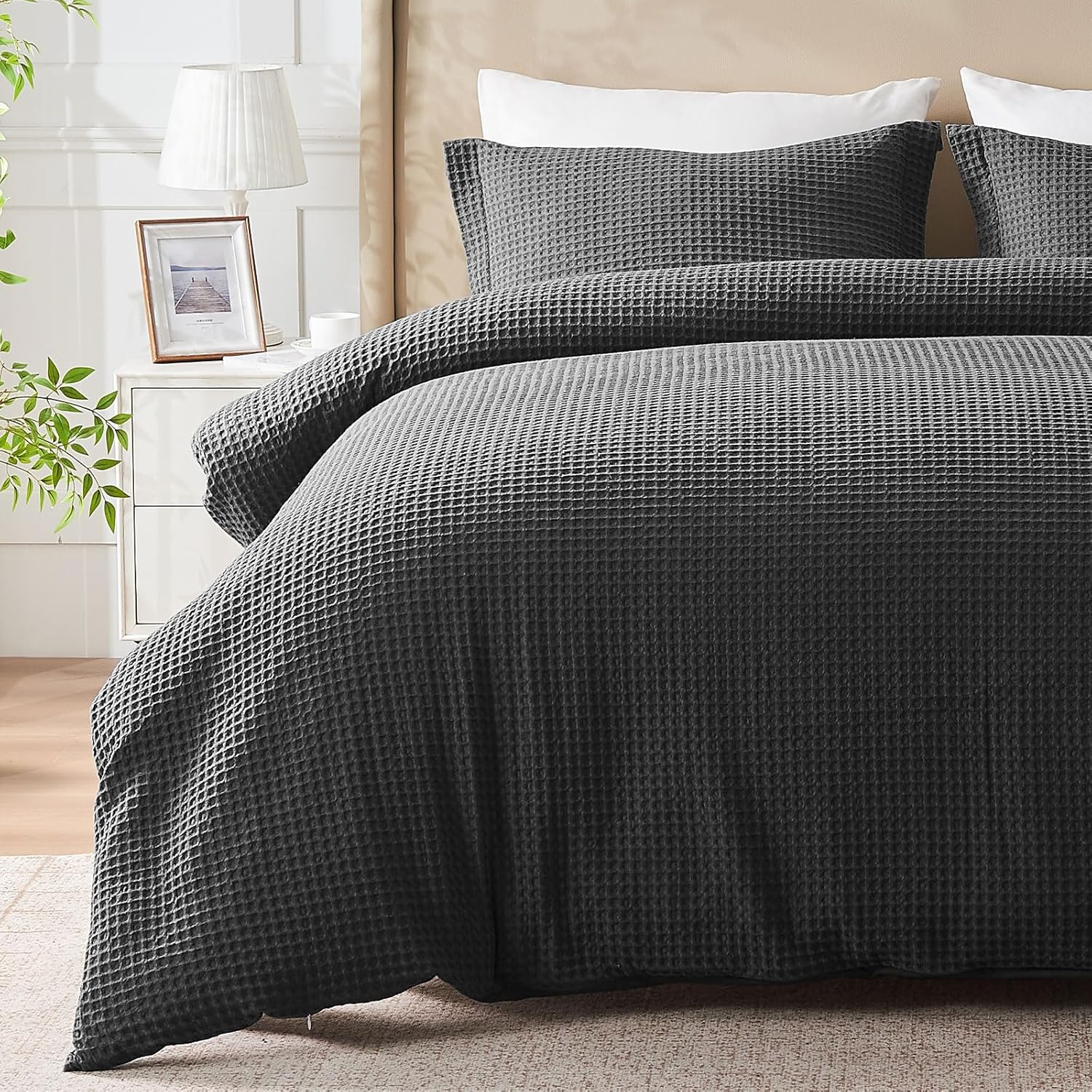 Soft Waffle Weave Cotton Duvet Cover Set