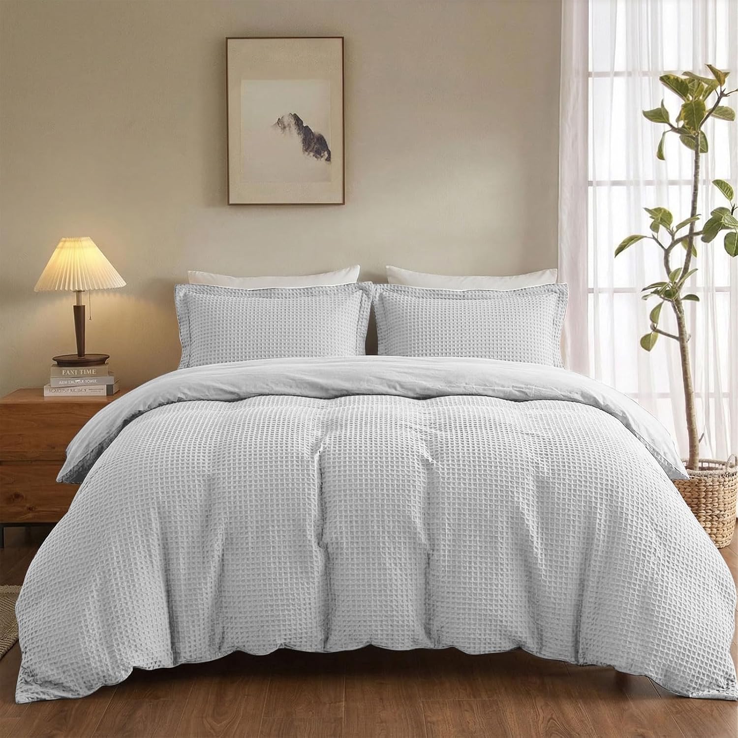 Soft Waffle Weave Cotton Duvet Cover Set