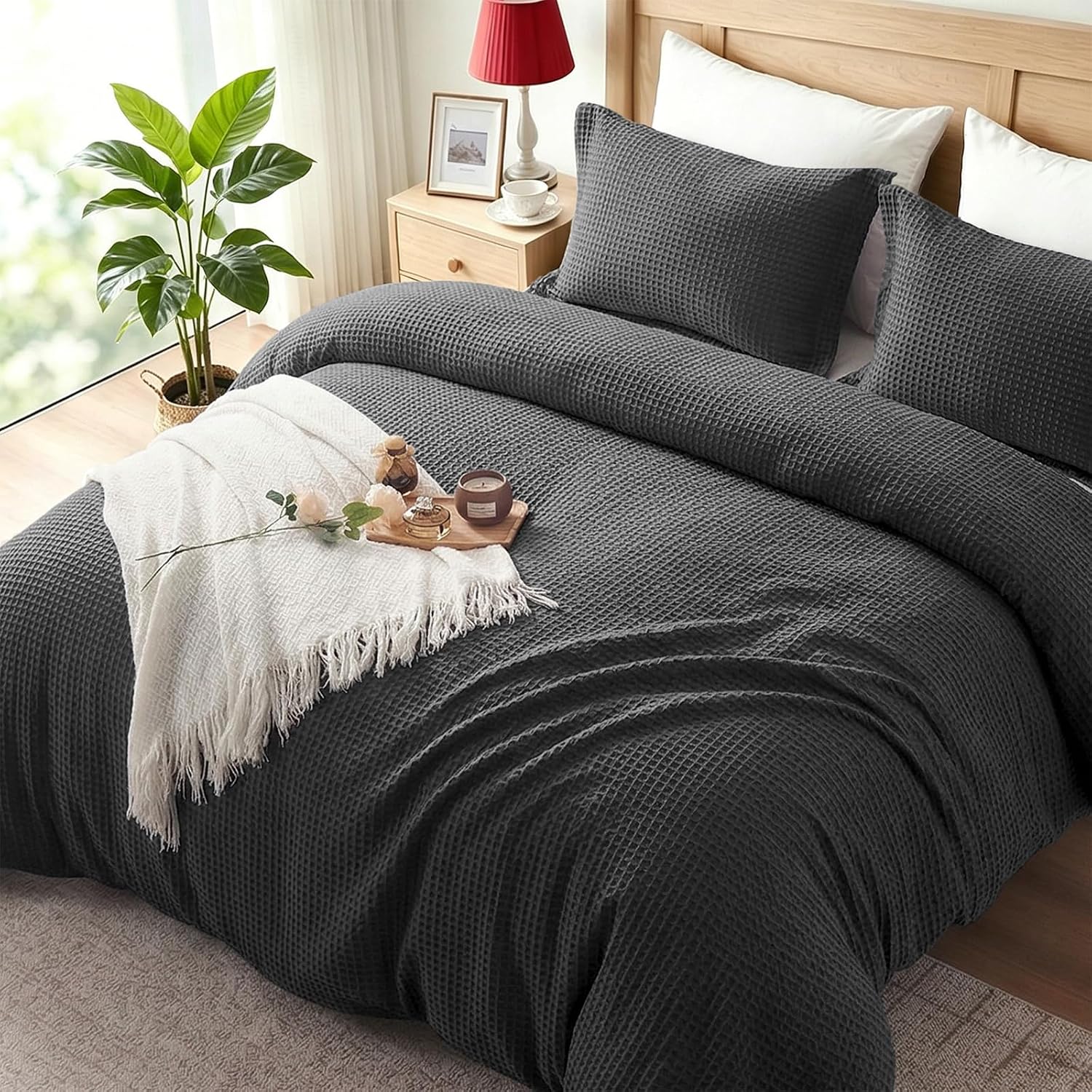 Soft Waffle Weave Cotton Duvet Cover Set