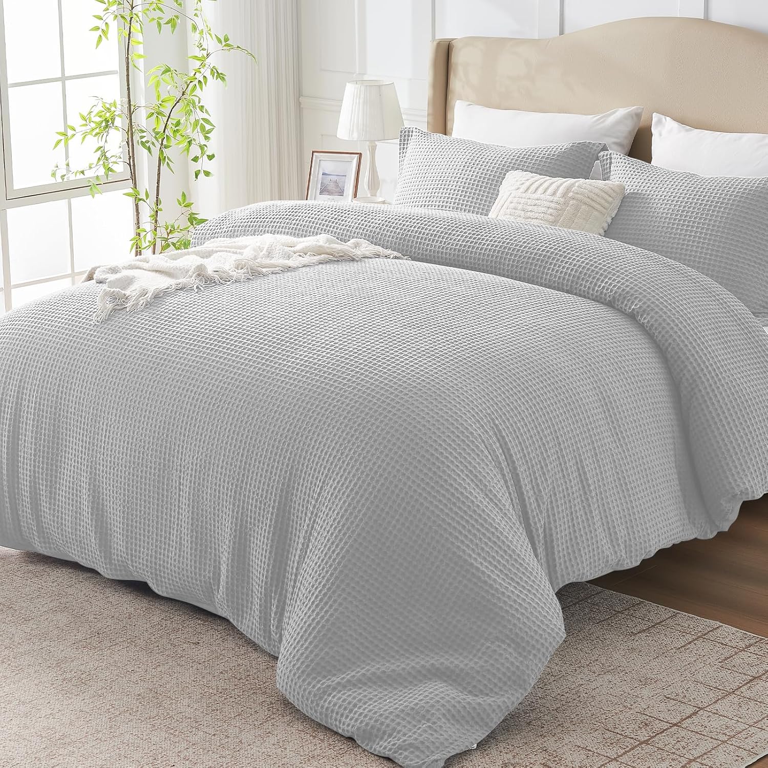 Soft Waffle Weave Cotton Duvet Cover Set