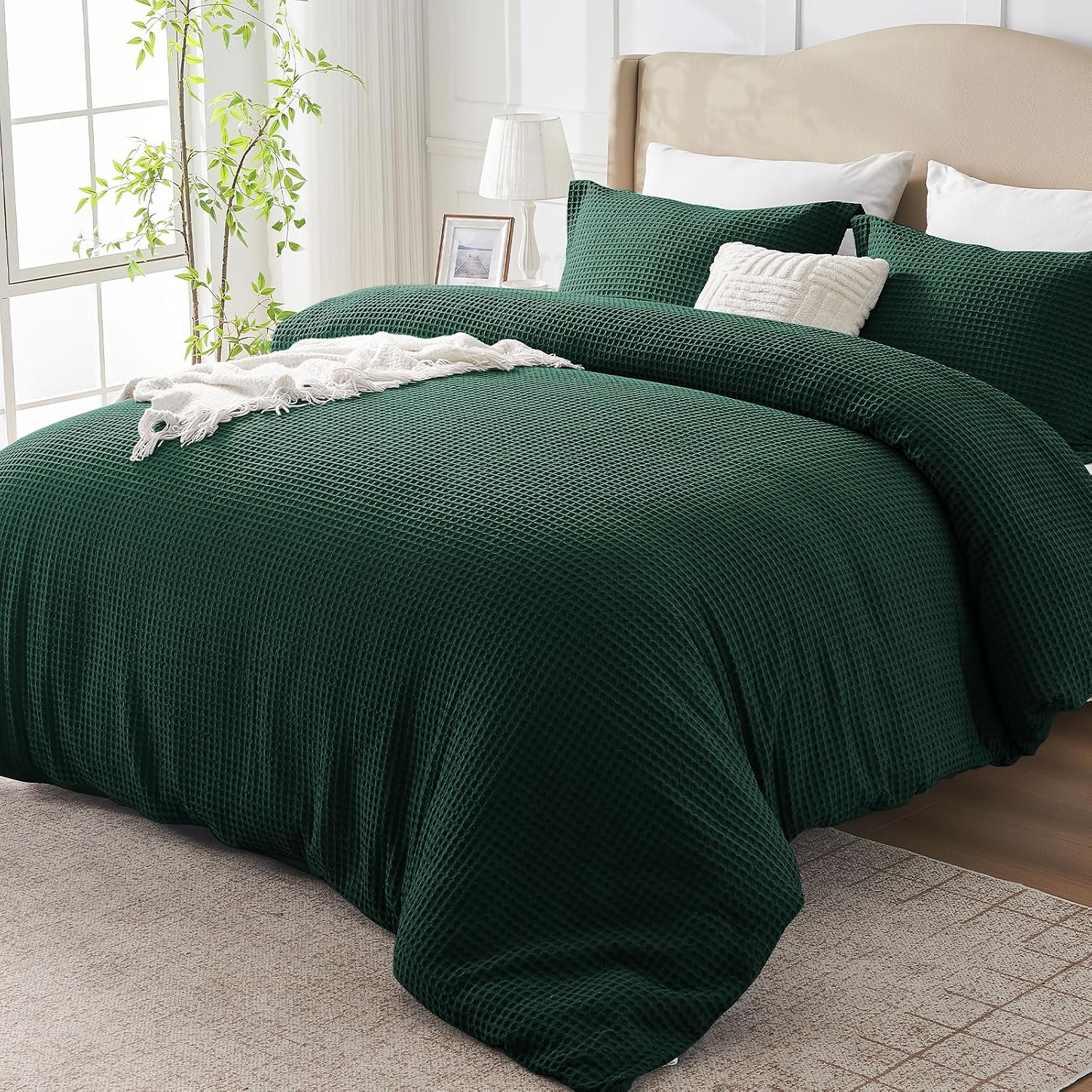 Soft Waffle Weave Cotton Duvet Cover Set
