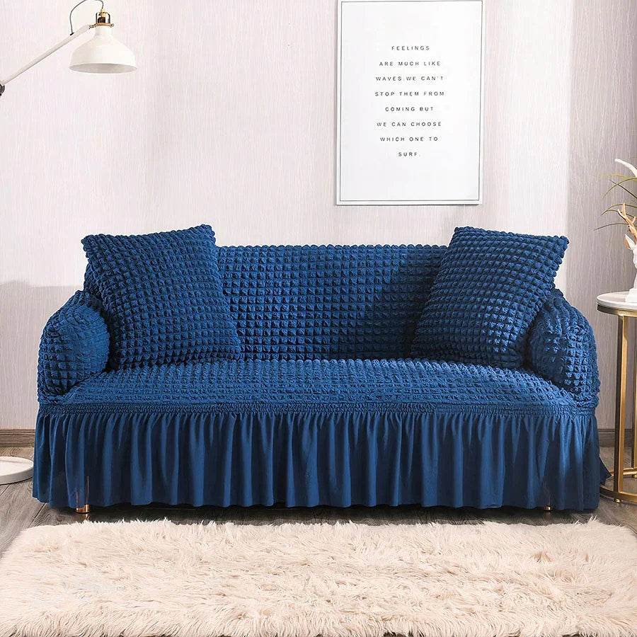 Bubble Fabric Sofa Cover(Navy Blue)