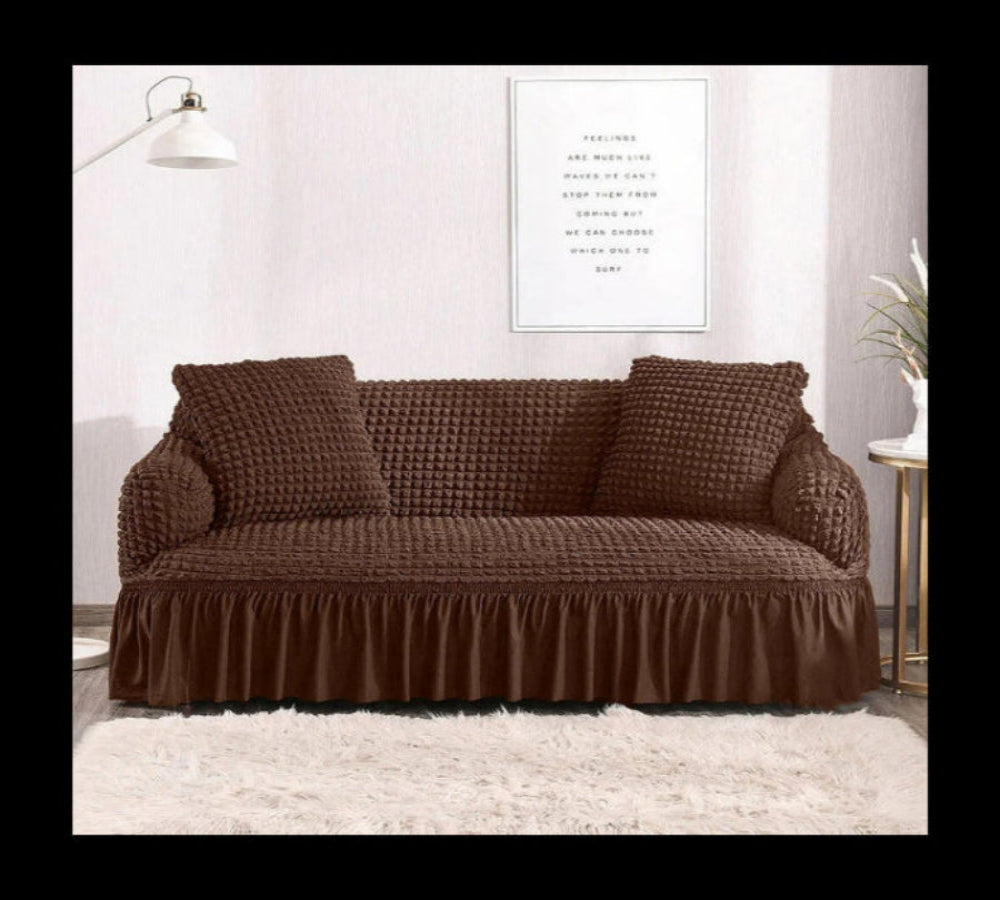 Bubble Fabric Sofa Cover(Dark Brown)