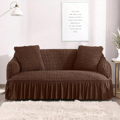 Bubble Fabric Sofa Cover(Dark Brown)