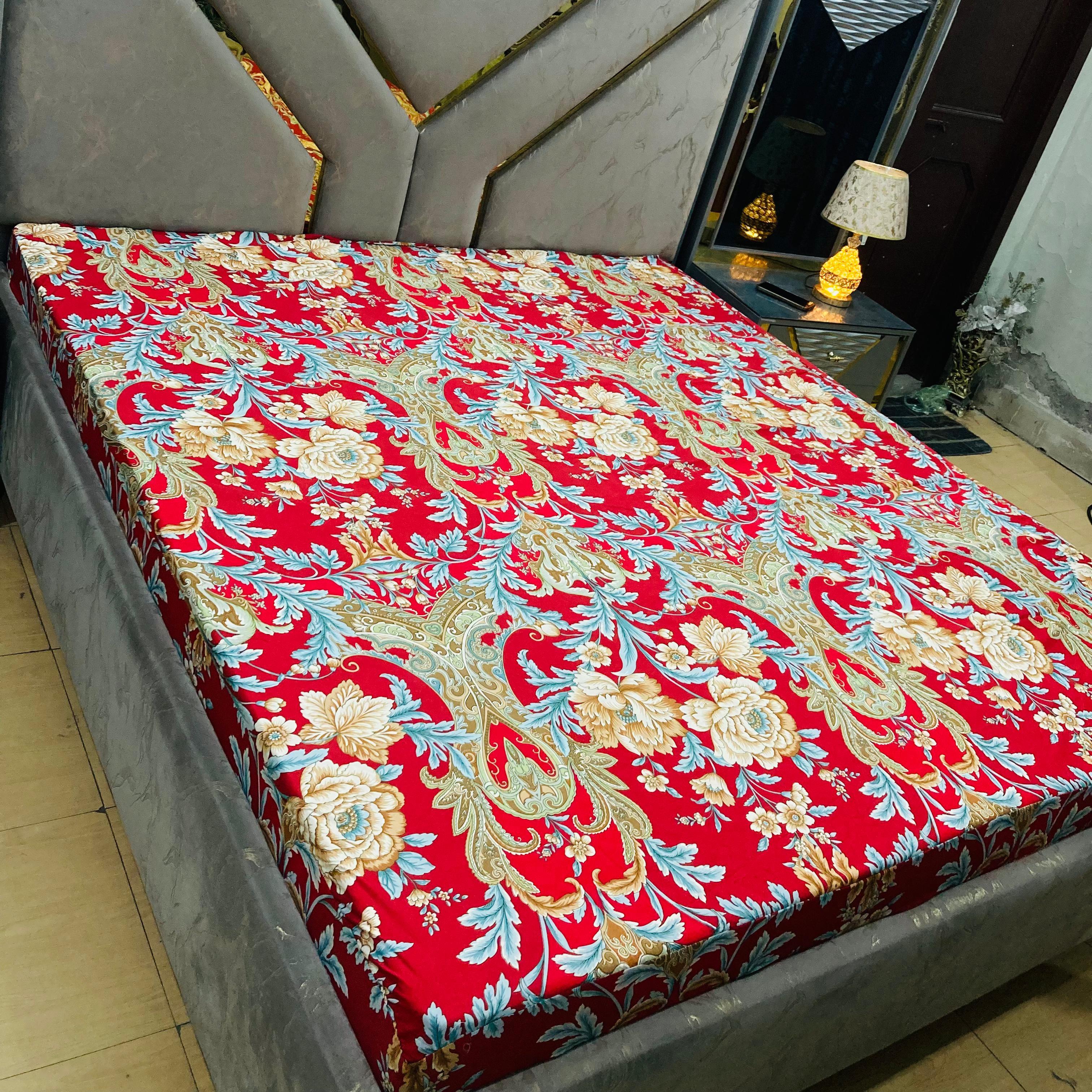Printed Fitted Water Proof (Red Damask )