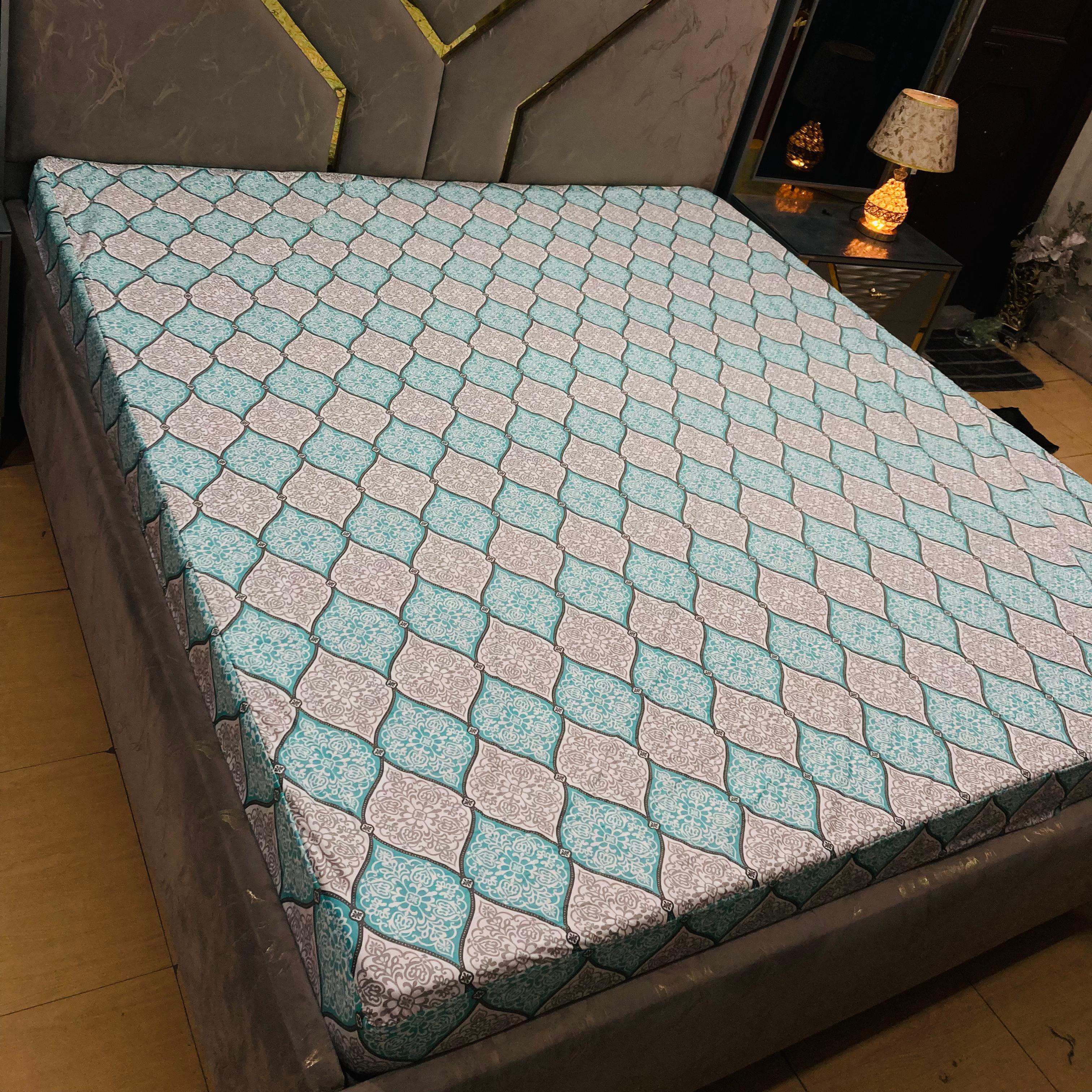 Printed Fitted Water Proof (Geometric Teal)