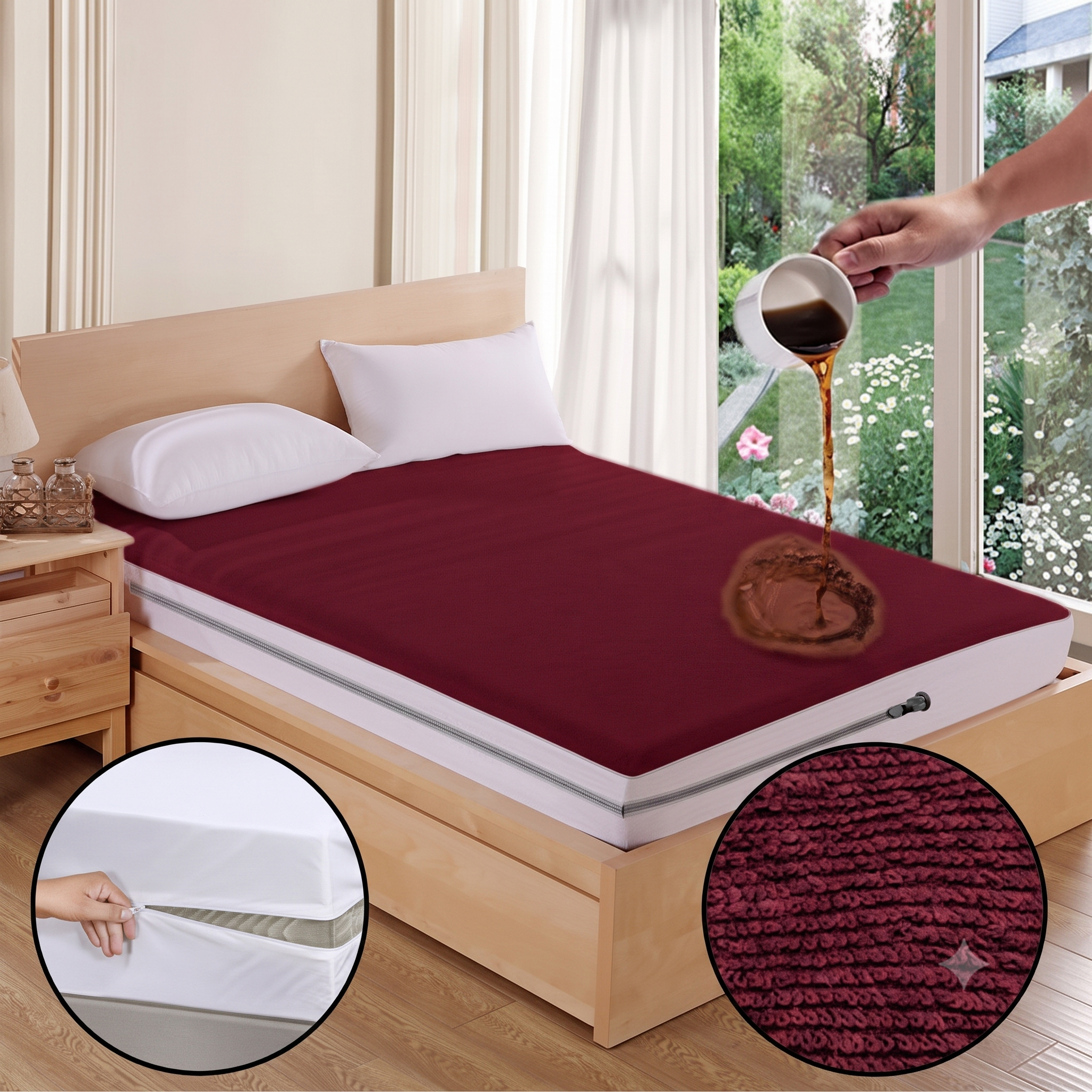 Water Proof Ziper Cover( Mehroon)