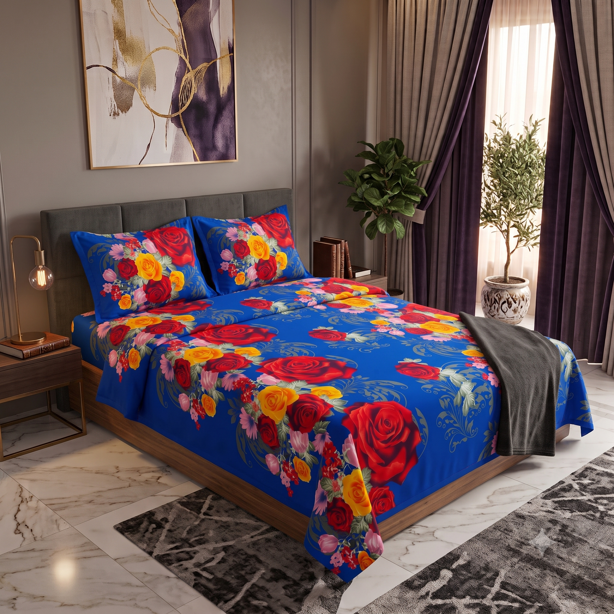 Printed Bed Sheet(Flowery Sky)