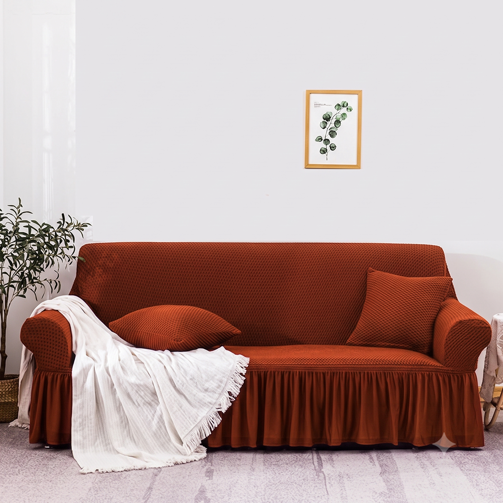 Maish Fabric Sofa cover(Dark Copper)