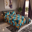 Printed Bed Sheet(Golden Azure Leaves)