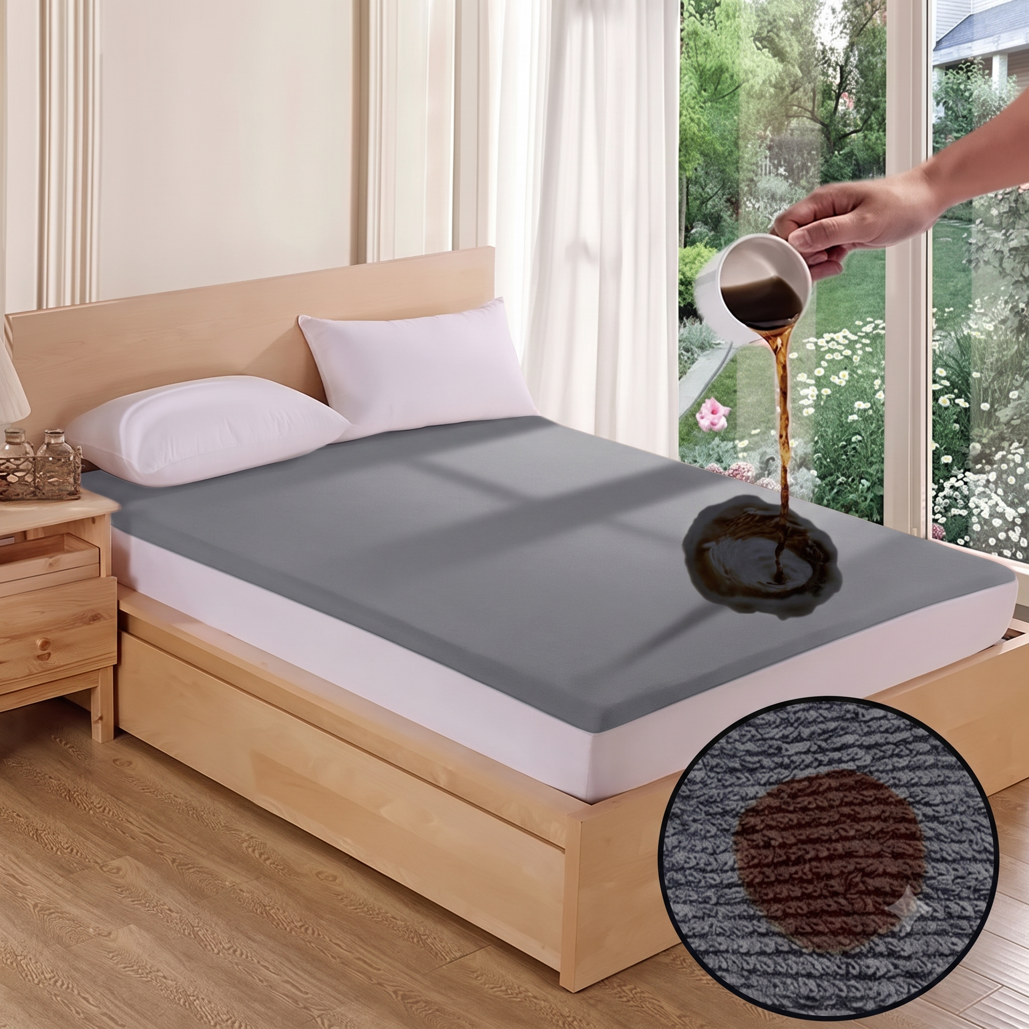 Cotton Terry Water Proof Fitted Cover(Grey)