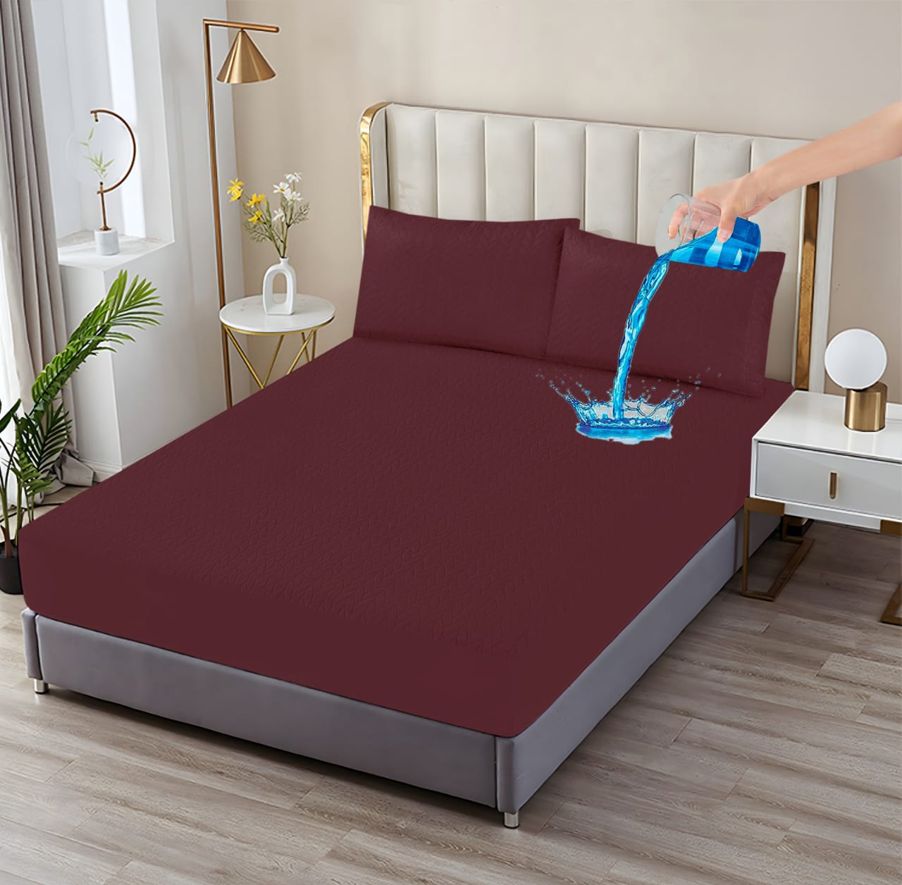 Quilted Fitted Water Proof (Maroon)