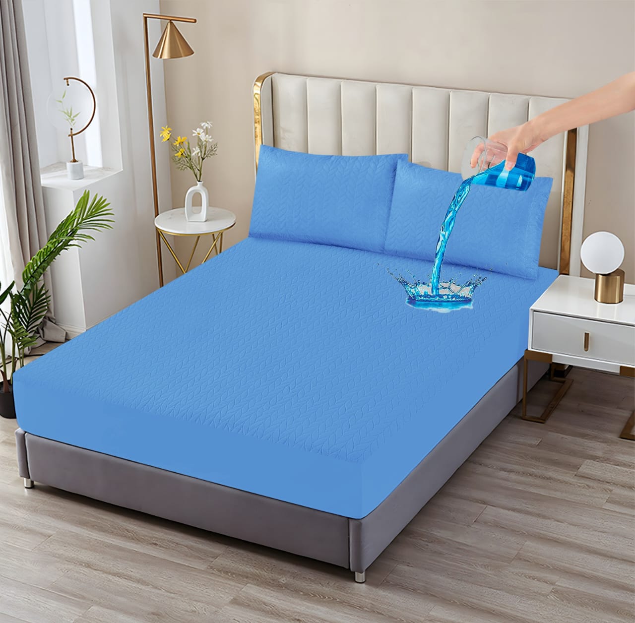Quilted Fitted Water Proof (Sky Blue)