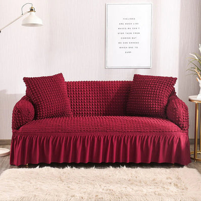 Bubble Fabric Sofa Cover(Mehroon)