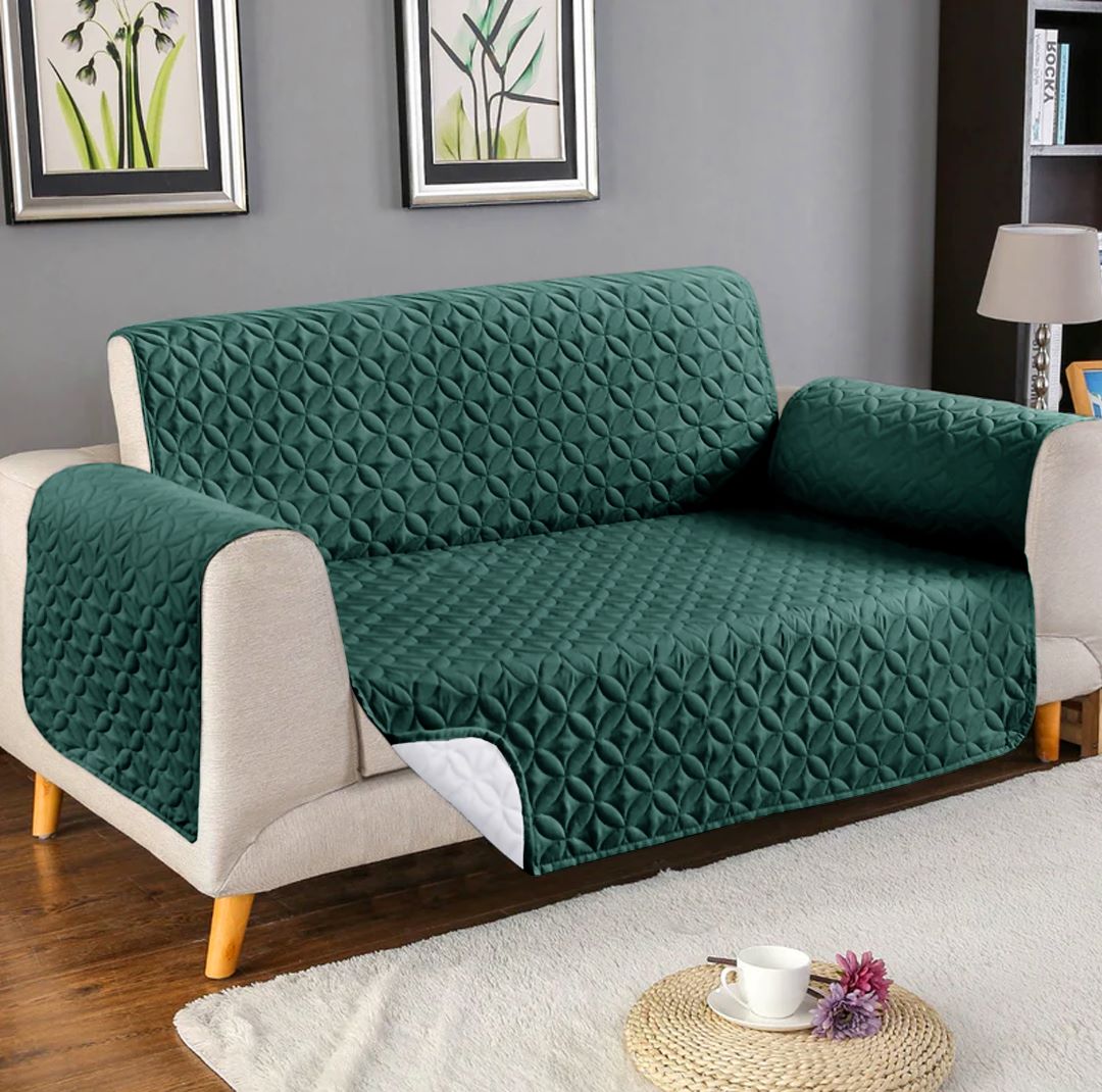 Ultrasonic Quilted Sofa Covers(Grey) (Dark Teal)